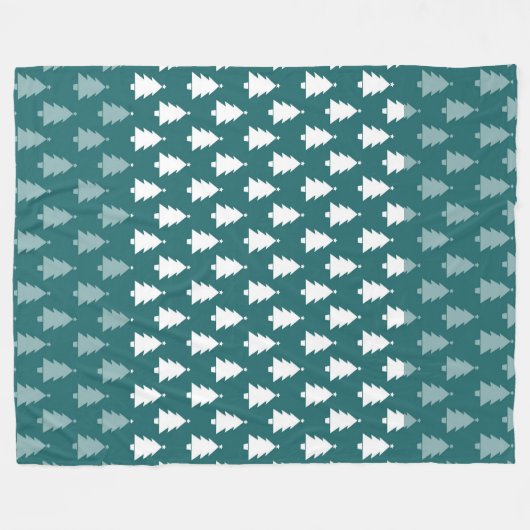 ROWS OF GREEN & WHITE CHRISTMAS BÄUME FLEECEDECKE (Vorderseite (Horizontal))