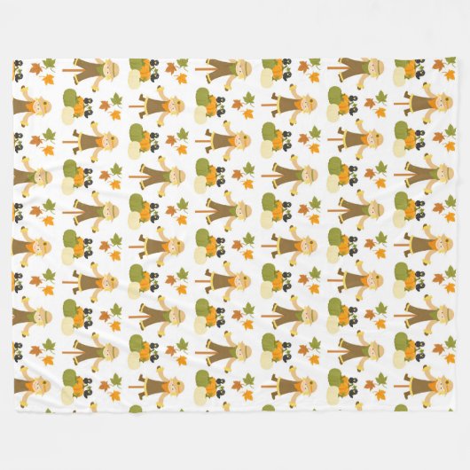 ROWS OF NIEDLICH SCARECROWS AND PUMPKINS FLEECEDECKE (Vorderseite (Horizontal))