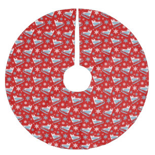 ROWS OF RED WHUE BLUE WINTER ICE SKATE POLYESTER WEIHNACHTSBAUMDECKE
