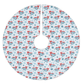 ROWS OF RED WHUE BLUE WINTER ICE SKATE POLYESTER WEIHNACHTSBAUMDECKE