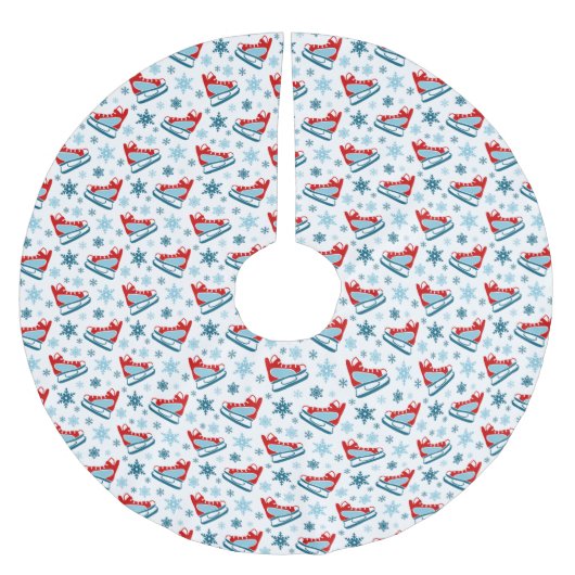 ROWS OF RED WHUE BLUE WINTER ICE SKATE POLYESTER WEIHNACHTSBAUMDECKE (Vorderseite)