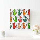 Rows of T-Rex Clock Quadratische Wanduhr (Zuhause)