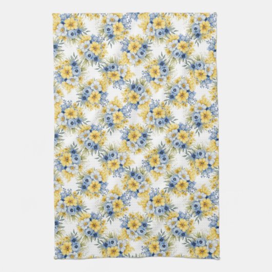 ROWS OF TINUE BLAUE YELLOW WHITE BLUME GESCHIRRTUCH (Vertikal)