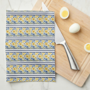 ROWS OF TINUE BLAUE YELLOW WHITE BLUME GESCHIRRTUCH