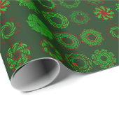 Rows of Wreaths Holiday Wrapping Paper Geschenkpapier (Rolleneckpunkt)