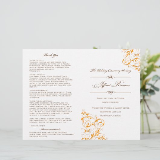 Roxannes Hochzeitsprogramm (Stehend Vorderseite)