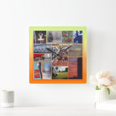 Roxbury, Massachusetts Foto Collage 9958 Quadratische Wanduhr (Zuhause)