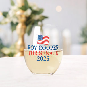 Roy Cooper für den Senat 2026 Wahlparty Weinglas Ohne Stiel