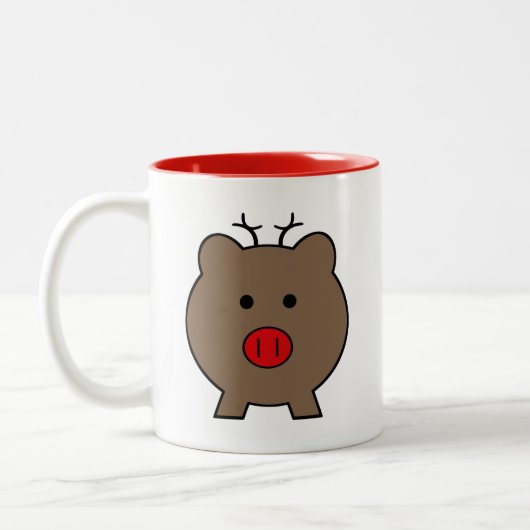 Roy das Weihnachtsschwein Zweifarbige Tasse (Links)