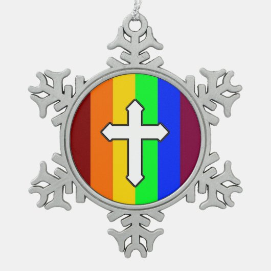 ROY G BIV SCHNEEFLOCKEN Zinn-Ornament (Vorderseite)