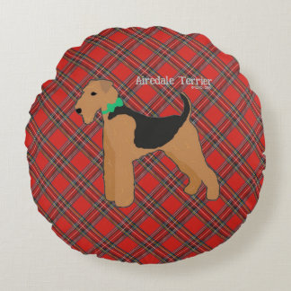 Roy Mocchi Bruno♥Round Pillow Red Airedale Terrier Rundes Kissen