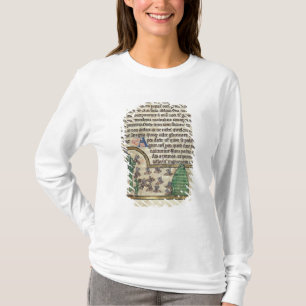 Roy-Seite des Textes mit Illustration von T-Shirt