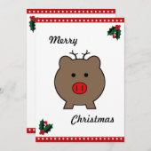 Roy the Christmas Pig Feiertagskarte (Vorne/Hinten)