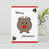 Roy the Christmas Pig Feiertagskarte (Stehend Vorderseite)