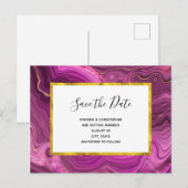 Royak Lila und Gold Agate Wedding speichern das Da Einladungspostkarte (Vorne/Hinten)