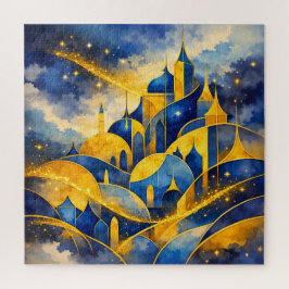 Royal Abstract Fantasy Castle Watercolor Throw Pil Puzzle