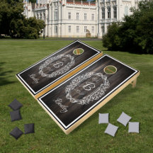 Royal Acanthus Leaf Wappen Monogram Cornhole Set