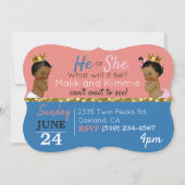 Royal African Gender Reveal Baby Shower Einladung (Rückseite)