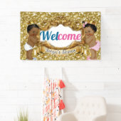 Royal African Gender Reveal Gold Glitzer willkomme Banner (Insitu)