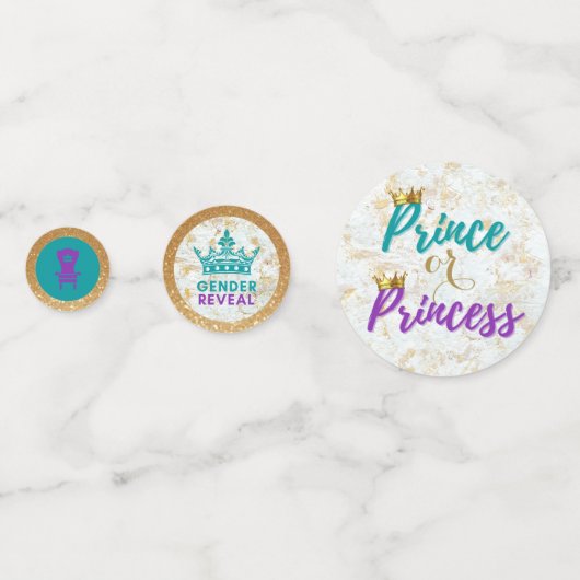 Royal African Gender Reveal Lila| Aquamarin & Gold Konfetti (Rückseiten)