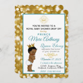Royal African Prince Aquamarin & Gold Glitzer Extr Einladung (Vorne/Hinten)