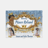 Royal African Prince Blue & Gold Elegantes Foto Fleecedecke (Vorderseite (Horizontal))