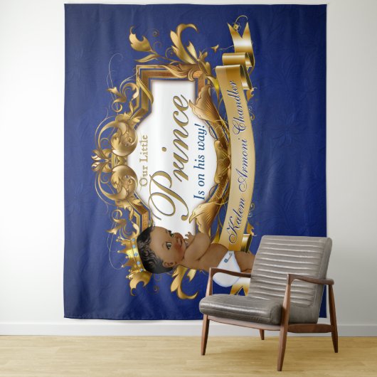 Royal African Prince Blue|Gold Extravagant Backgro Wandteppich (Beispiel)