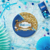 Royal African Prince Blue & Gold Glitzer Elegante Pappteller (Party)