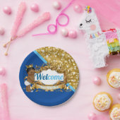 Royal African Prince Blue & Gold Glitzer Elegante Pappteller (Party)