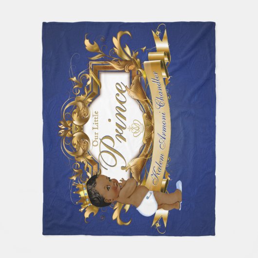 Royal African Prince Blue und Gold Extravagant Fleecedecke (Vorderseite)