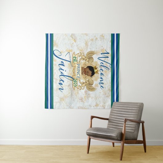 Royal African Prince Elegante Monogramm Hintergrun Wandteppich (Beispiel (Horizontal))