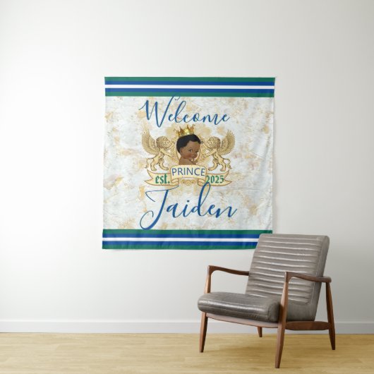 Royal African Prince Elegante Monogramm Hintergrun Wandteppich (Beispiel)