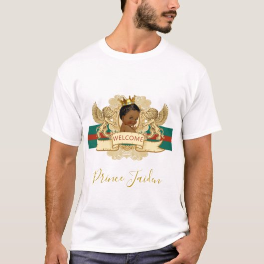 Royal African Prince|Green & Red Baby Dusche T-Shirt (Vorderseite)