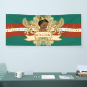 Royal African Prince Green|Red Baby Dusche Willkom Banner (Messe)