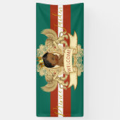 Royal African Prince Green|Red Baby Dusche Willkom Banner (Vertikal)