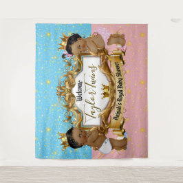 Royal African Prince & Princess Blue | Rosa Gold Wandteppich