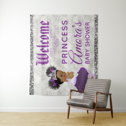 Royal African Princess Lila & Silver Background Wandteppich (Beispiel)