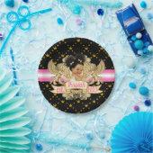 Royal African Princess Pink|Gold Baby Dusche Pappteller (Party)