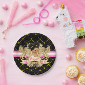 Royal African Princess Pink|Gold Baby Dusche Pappteller (Party)