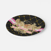 Royal African Princess Pink|Gold Baby Dusche Pappteller (Schrägansicht)