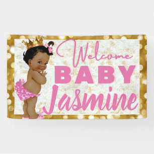 Royal African Princess Pink Gold Marble & Glitzer Banner