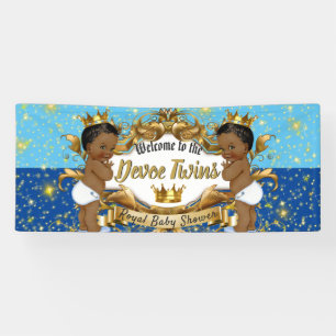 Royal African Twin Boys   Blue and Gold Glitzern Banner