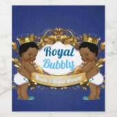Royal African Twin Boys |Royal Blue & Gold Elegant Weinetikett (Einzelnes Label)