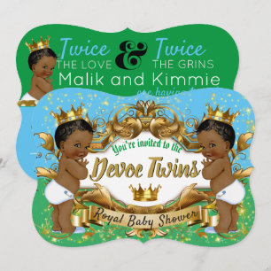 Royal African Twin {JUNGEN} Blau und Grün Einladung