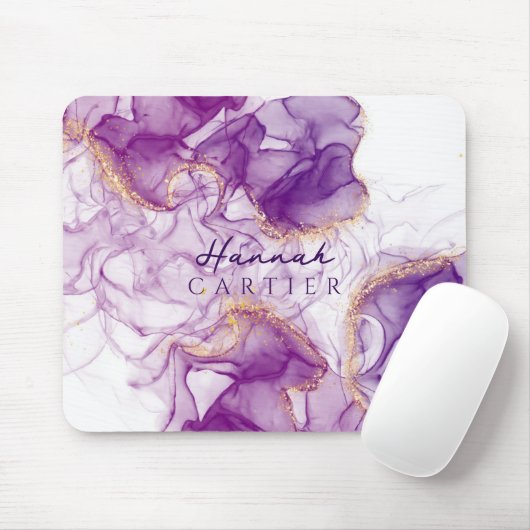 Royal Amethyst GoldGlitter Wasserfarbe individuell Mousepad (Mit Mouse)