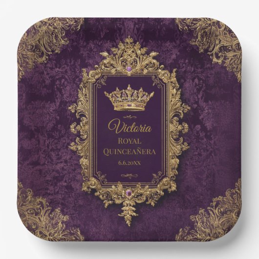 Royal Amethyst Quinceañera, Brauch Pappteller (Vorderseite)