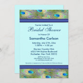 Royal Aquamarin Blue Peacock Brautparty Einladung (Vorne/Hinten)