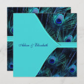 Royal Aquamarin Blue Peacock Wedding Einladung (Vorne/Hinten)