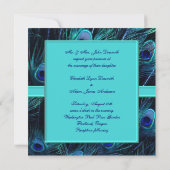 Royal Aquamarin Blue Peacock Wedding Einladung (Rückseite)
