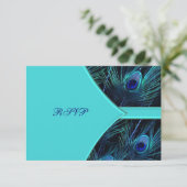 Royal Aquamarin Blue Peacock Wedding RSVP (Stehend Vorderseite)